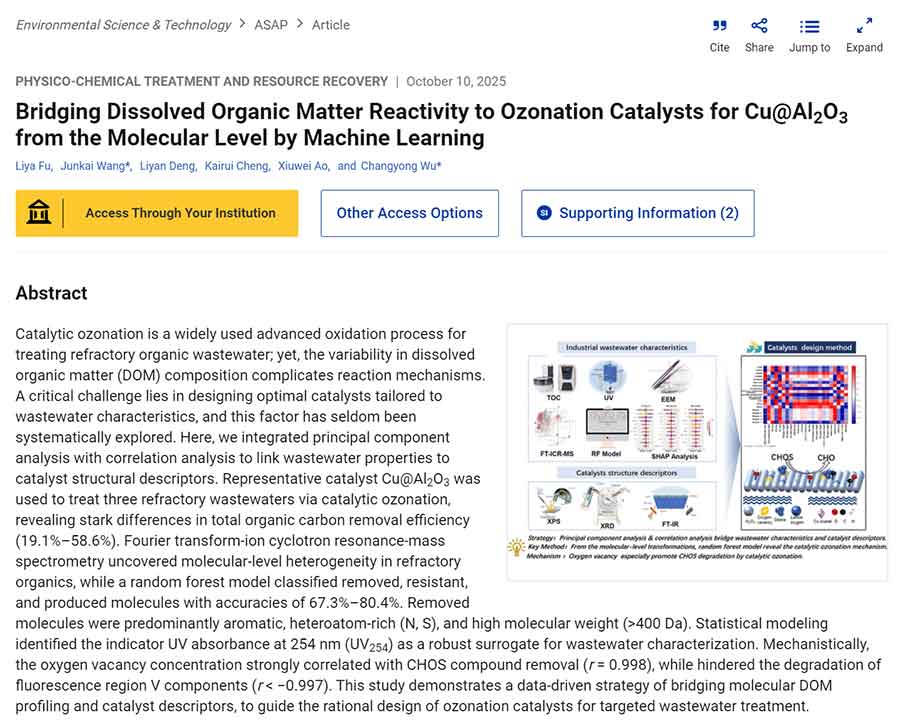Bridging Dissolved Organic Matter Reactivity to Ozonation Catalysts for Cu@Al2O3 from the Molecular Level by Machine Learning